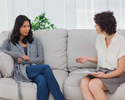 a patient talking to her therapist